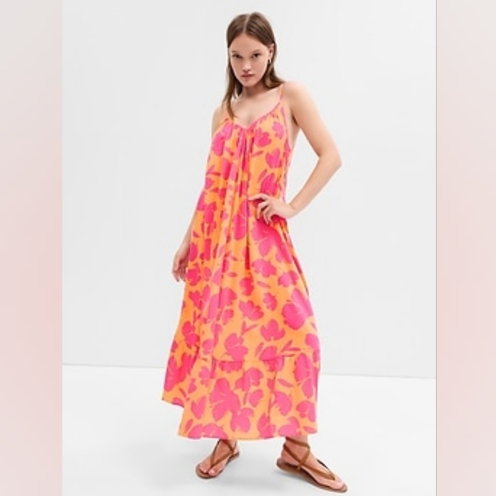 GAP Pink and Orange Floral Maxi Dress
